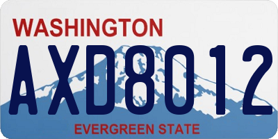 WA license plate AXD8012