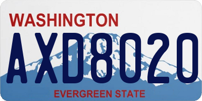WA license plate AXD8020