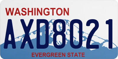 WA license plate AXD8021