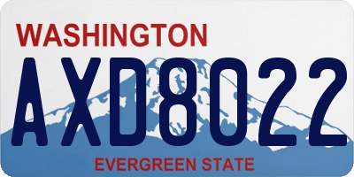 WA license plate AXD8022