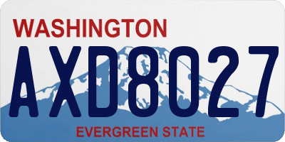 WA license plate AXD8027