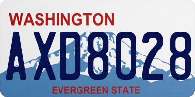 WA license plate AXD8028