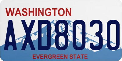 WA license plate AXD8030