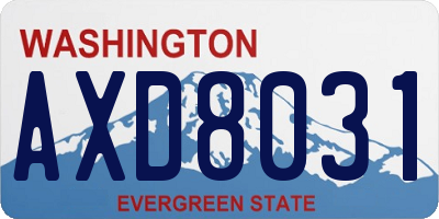 WA license plate AXD8031