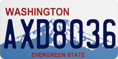 WA license plate AXD8036