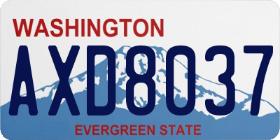 WA license plate AXD8037
