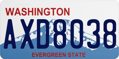 WA license plate AXD8038