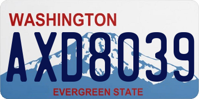 WA license plate AXD8039