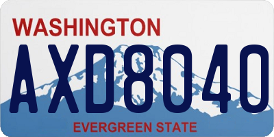WA license plate AXD8040