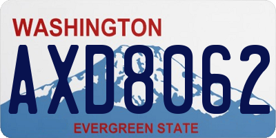 WA license plate AXD8062