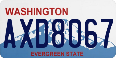 WA license plate AXD8067