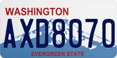 WA license plate AXD8070