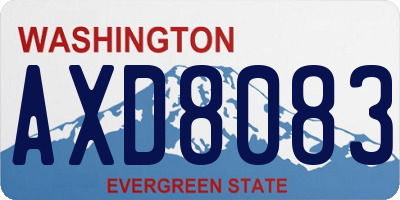 WA license plate AXD8083