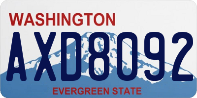 WA license plate AXD8092