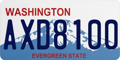 WA license plate AXD8100