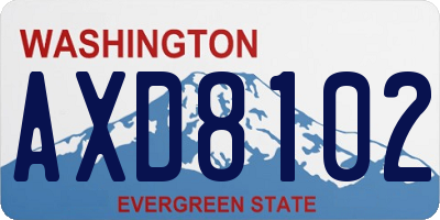 WA license plate AXD8102