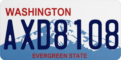 WA license plate AXD8108