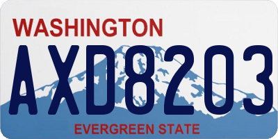 WA license plate AXD8203