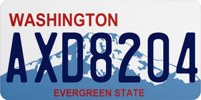 WA license plate AXD8204