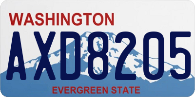 WA license plate AXD8205