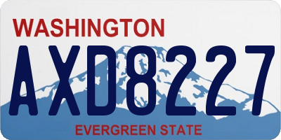 WA license plate AXD8227