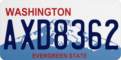 WA license plate AXD8362