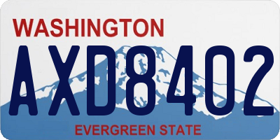 WA license plate AXD8402