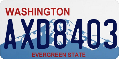 WA license plate AXD8403
