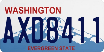 WA license plate AXD8411