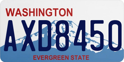 WA license plate AXD8450