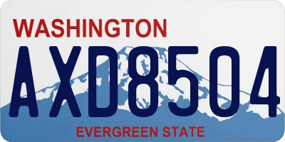 WA license plate AXD8504