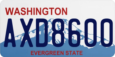 WA license plate AXD8600