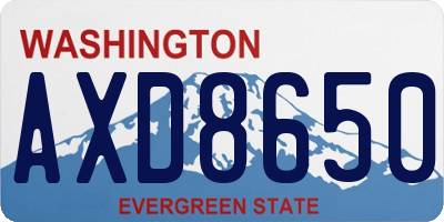 WA license plate AXD8650
