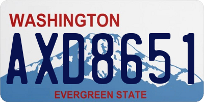 WA license plate AXD8651