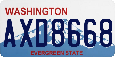 WA license plate AXD8668
