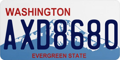 WA license plate AXD8680