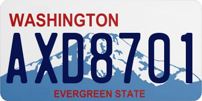 WA license plate AXD8701