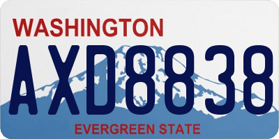 WA license plate AXD8838
