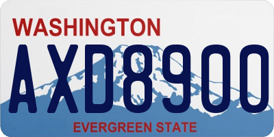 WA license plate AXD8900