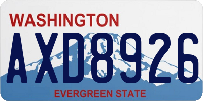 WA license plate AXD8926