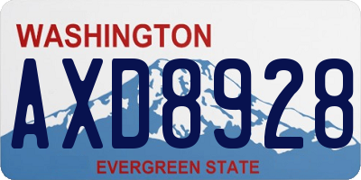 WA license plate AXD8928