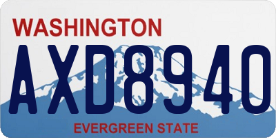 WA license plate AXD8940