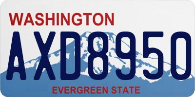 WA license plate AXD8950