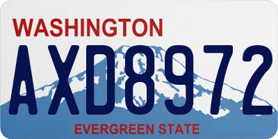 WA license plate AXD8972