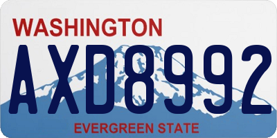WA license plate AXD8992