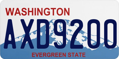 WA license plate AXD9200