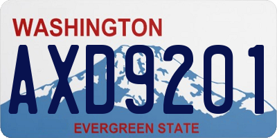 WA license plate AXD9201