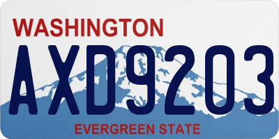 WA license plate AXD9203