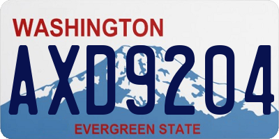 WA license plate AXD9204