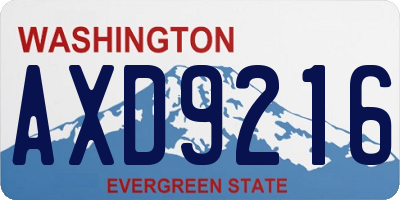 WA license plate AXD9216